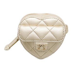 CHANEL Heart-shaped arm coin purse Lambskin Gold AP2786
